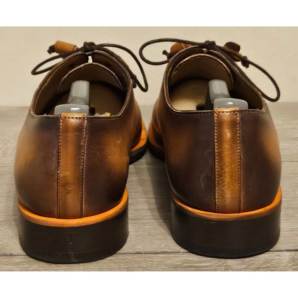 Mezlan S108 Mens Brown Patina Asymmetrical Oxford Leather Square Toe Spain 9.5 M